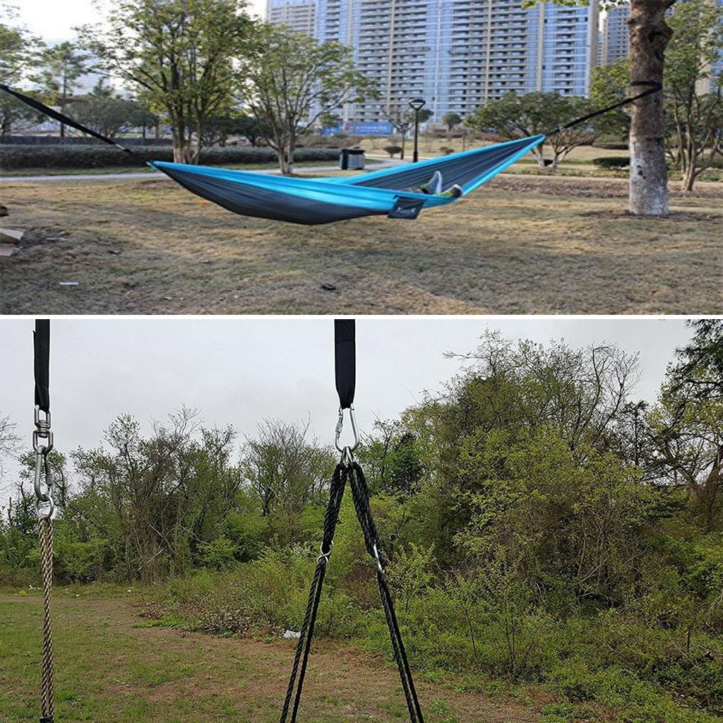 Nylon Hanging Hammock Tree Straps Belt Kit with 2 Carabiner Buckle Black