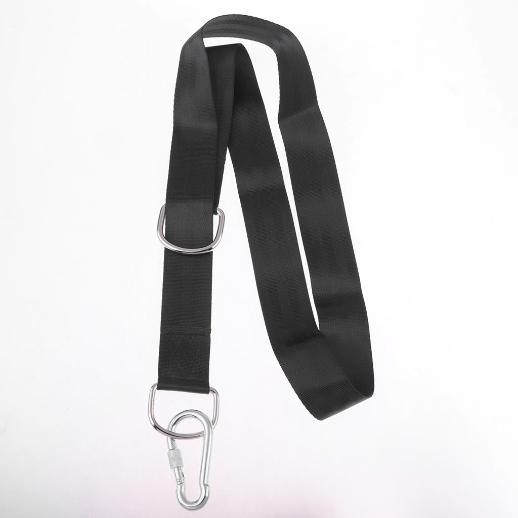 Nylon Hanging Hammock Tree Straps Belt Kit with 2 Carabiner Buckle Black