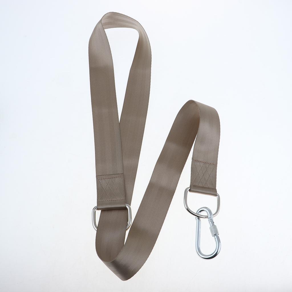 Nylon Hanging Hammock Tree Straps Belt Kit with 2 Carabiner Buckle Rice
