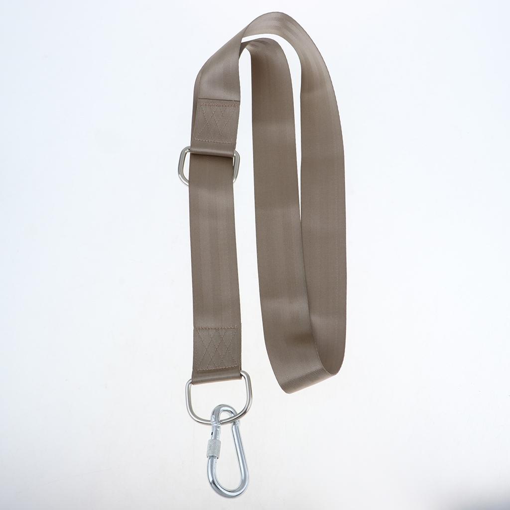 Nylon Hanging Hammock Tree Straps Belt Kit with 2 Carabiner Buckle Rice