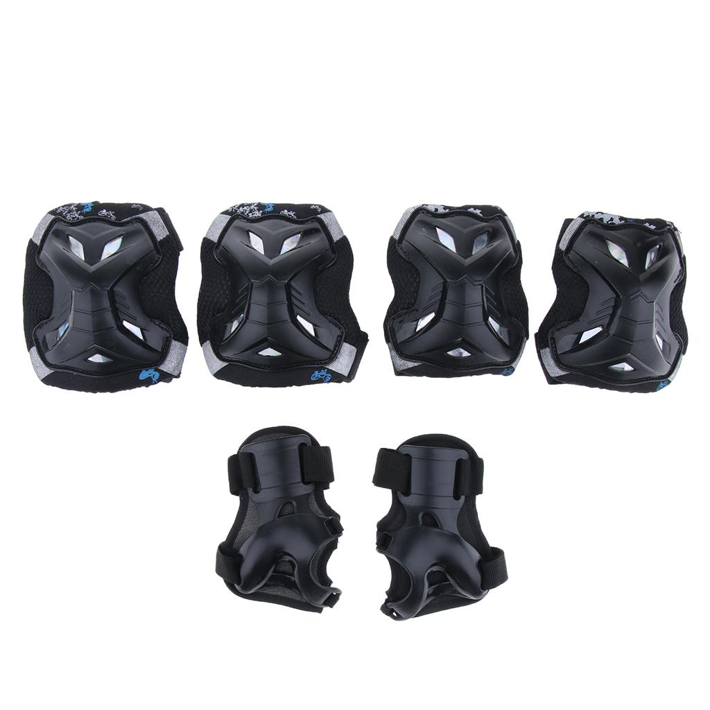 Kids Skate Scooter Cycling Protective Gear Knee Elbow Hand Pads Set Black