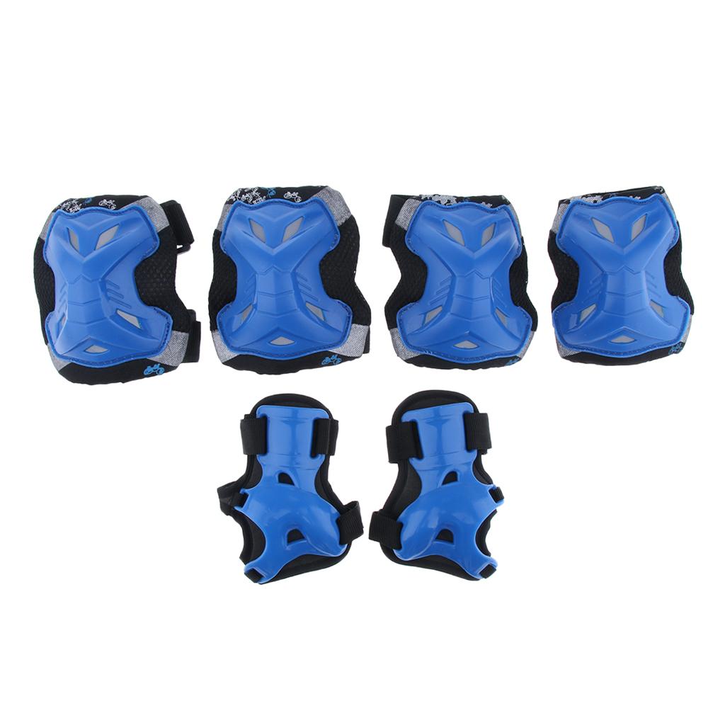 Kids Skate Scooter Cycling Protective Gear Knee Elbow Hand Pads Set Blue