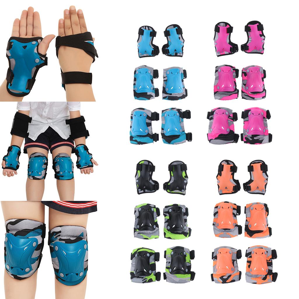 Kids Child Skating Scooter Protective Gear Knee Elbow Hand Pads Set Blue M
