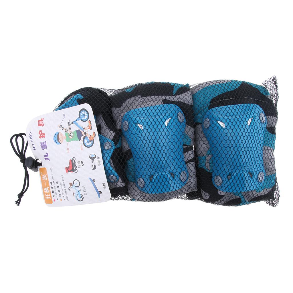 Kids Child Skating Scooter Protective Gear Knee Elbow Hand Pads Set Blue M