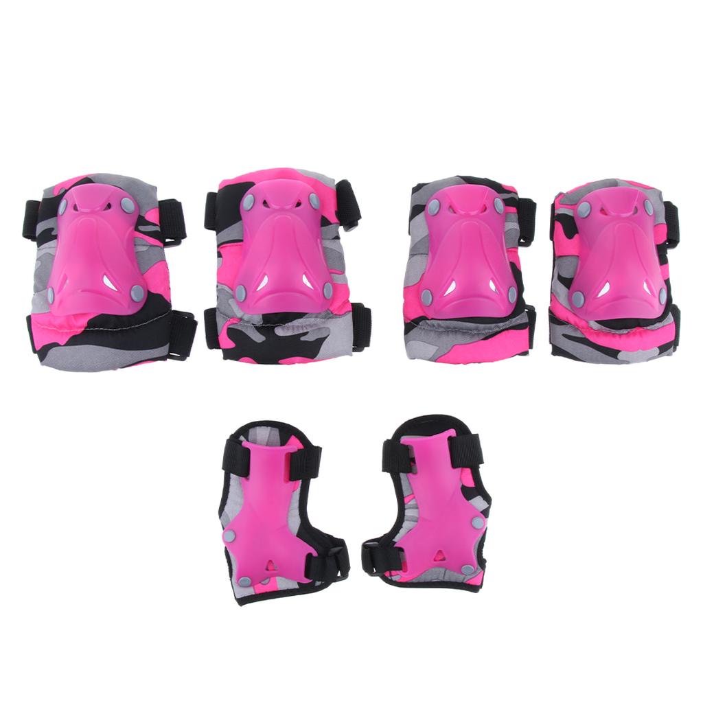 Kids Child Skating Scooter Protective Gear Knee Elbow Hand Pads Set Pink L