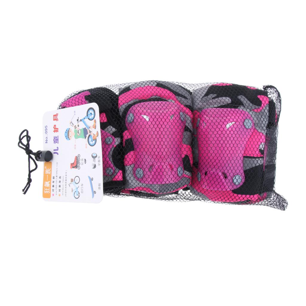 Kids Child Skating Scooter Protective Gear Knee Elbow Hand Pads Set Pink L