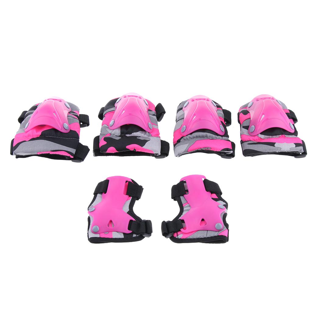 Kids Child Skating Scooter Protective Gear Knee Elbow Hand Pads Set Pink L