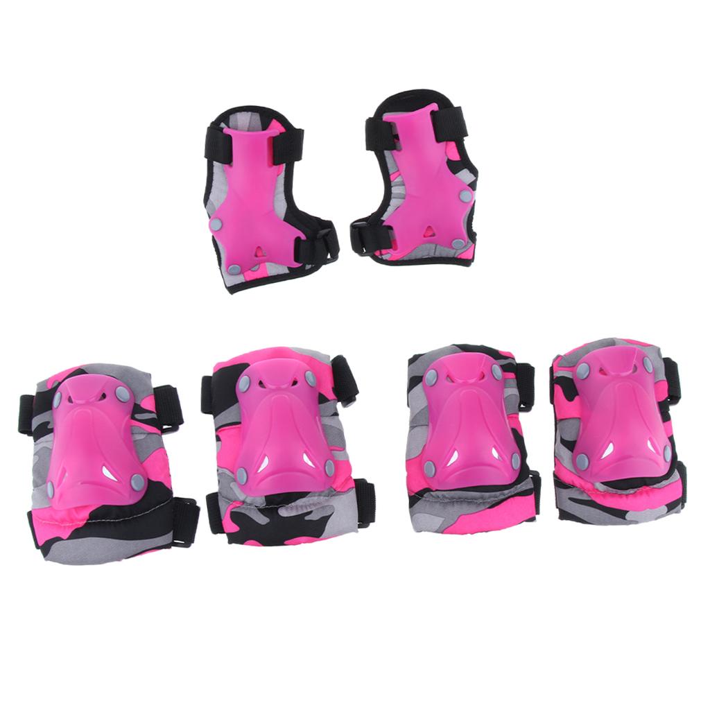 Kids Child Skating Scooter Protective Gear Knee Elbow Hand Pads Set Pink L