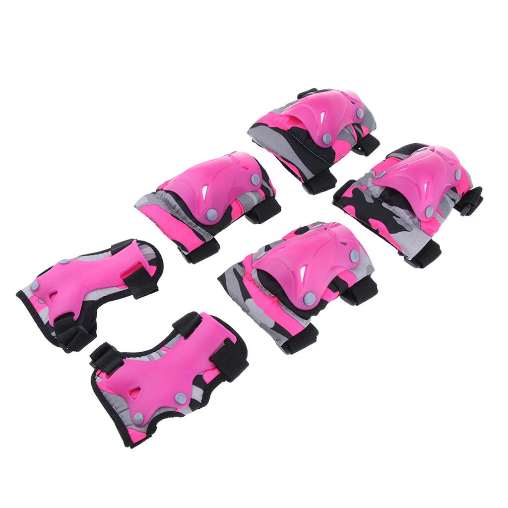 Kids Child Skating Scooter Protective Gear Knee Elbow Hand Pads Set Pink L