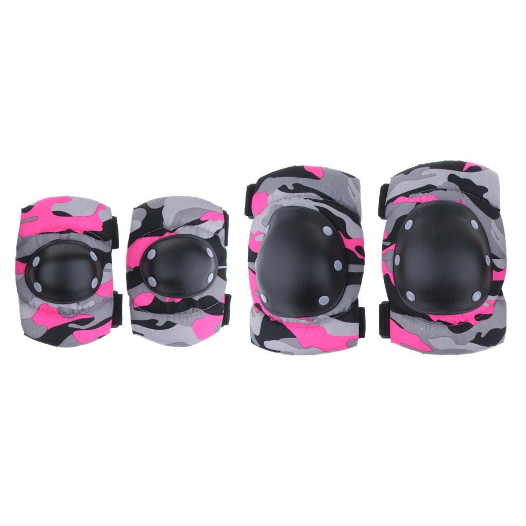 Adult/Child Outdoor Sport Knee Elbow Wrist Pads Guard Fuchsia M