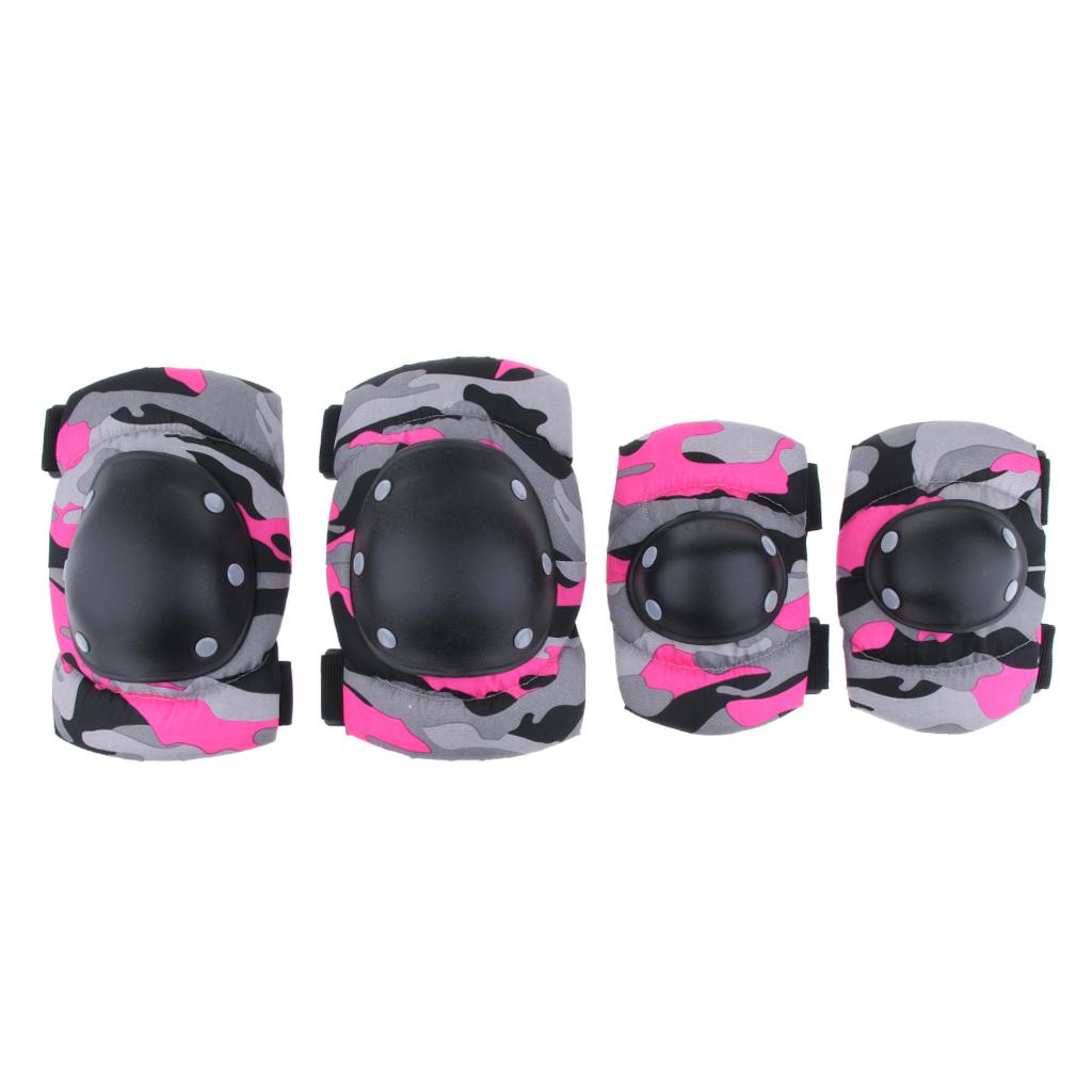Adult/Child Outdoor Sport Knee Elbow Wrist Pads Guard Fuchsia M
