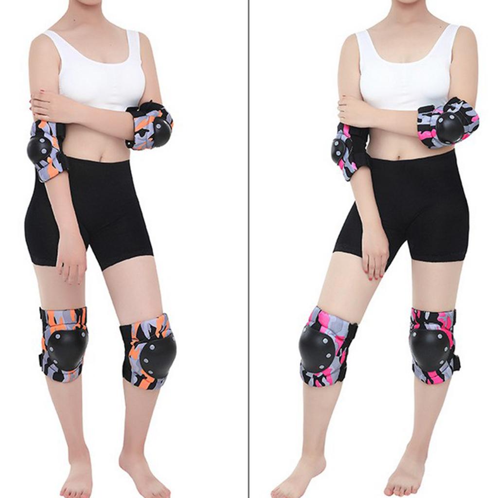 Adult/Child Outdoor Sport Knee Elbow Wrist Pads Guard Orange L