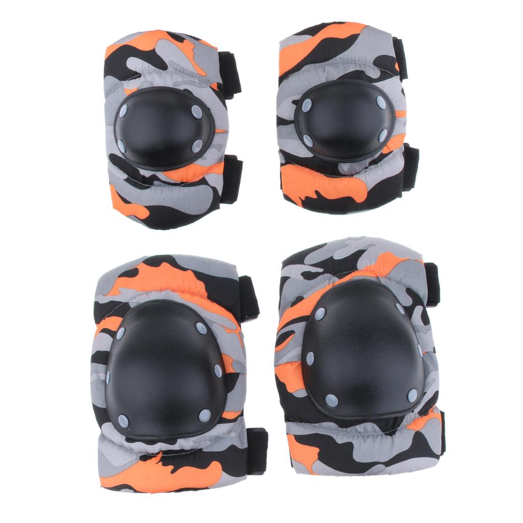Adult/Child Outdoor Sport Knee Elbow Wrist Pads Guard Orange L