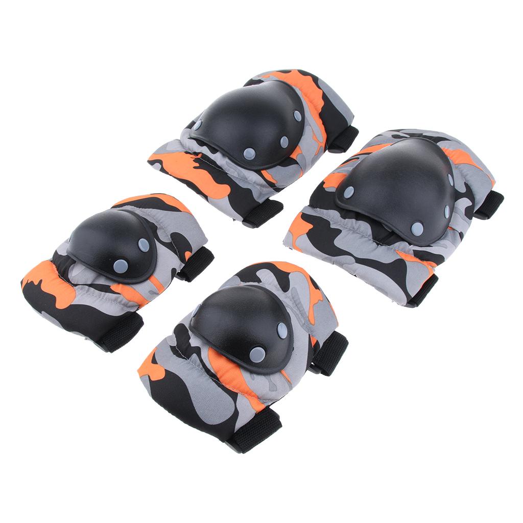 Adult/Child Outdoor Sport Knee Elbow Wrist Pads Guard Orange L