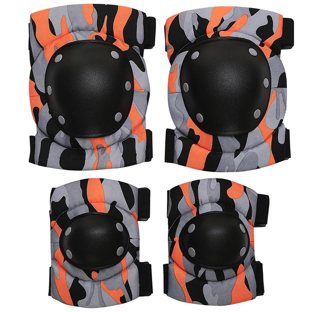 Adult/Child Outdoor Sport Knee Elbow Wrist Pads Guard Orange L