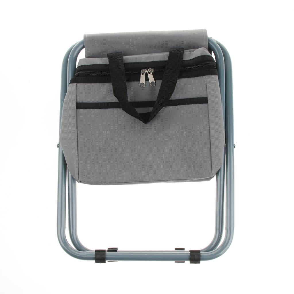 Folding Camping Stool Camping Seat Backpack with Cooler Bag Gray