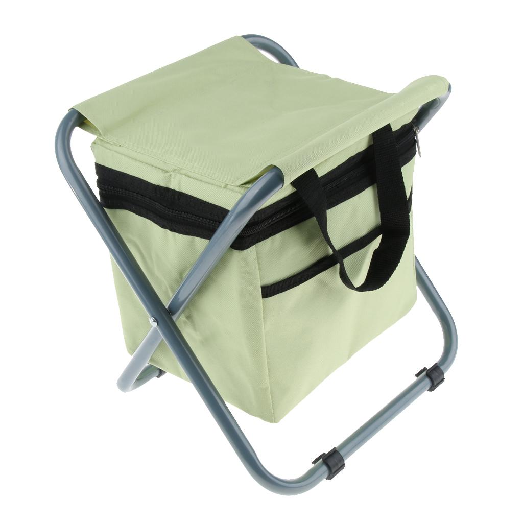 Folding Camping Stool Camping Seat Backpack with Cooler Bag Fruit Green