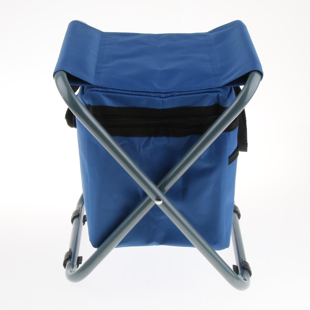 Folding Camping Stool Camping Seat Backpack with Cooler Bag Blue