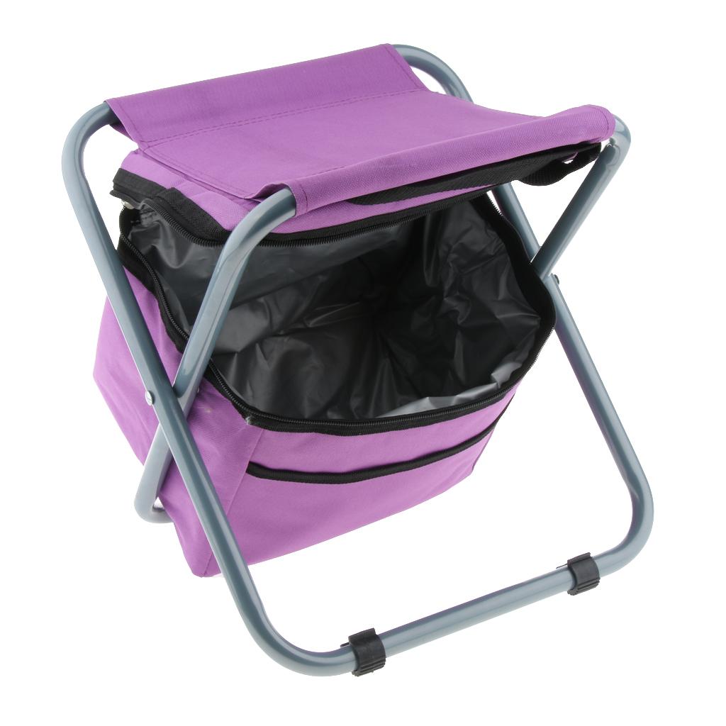 Folding Camping Stool Camping Seat Backpack with Cooler Bag Deep Purple
