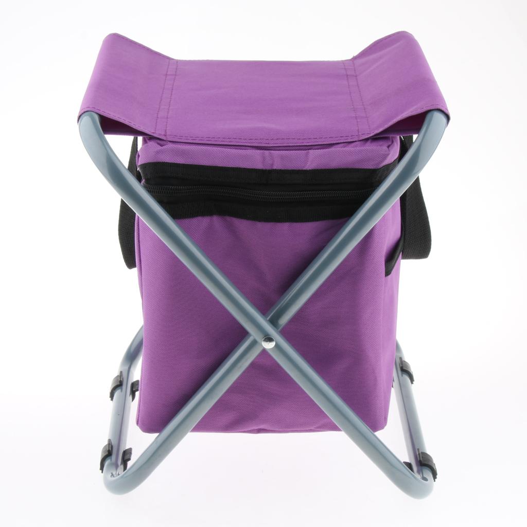 Folding Camping Stool Camping Seat Backpack with Cooler Bag Deep Purple