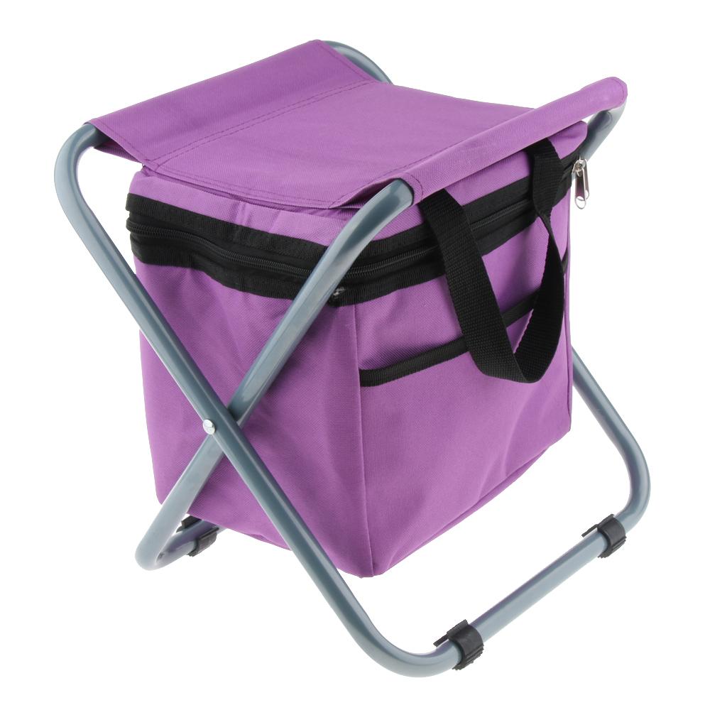 Folding Camping Stool Camping Seat Backpack with Cooler Bag Deep Purple