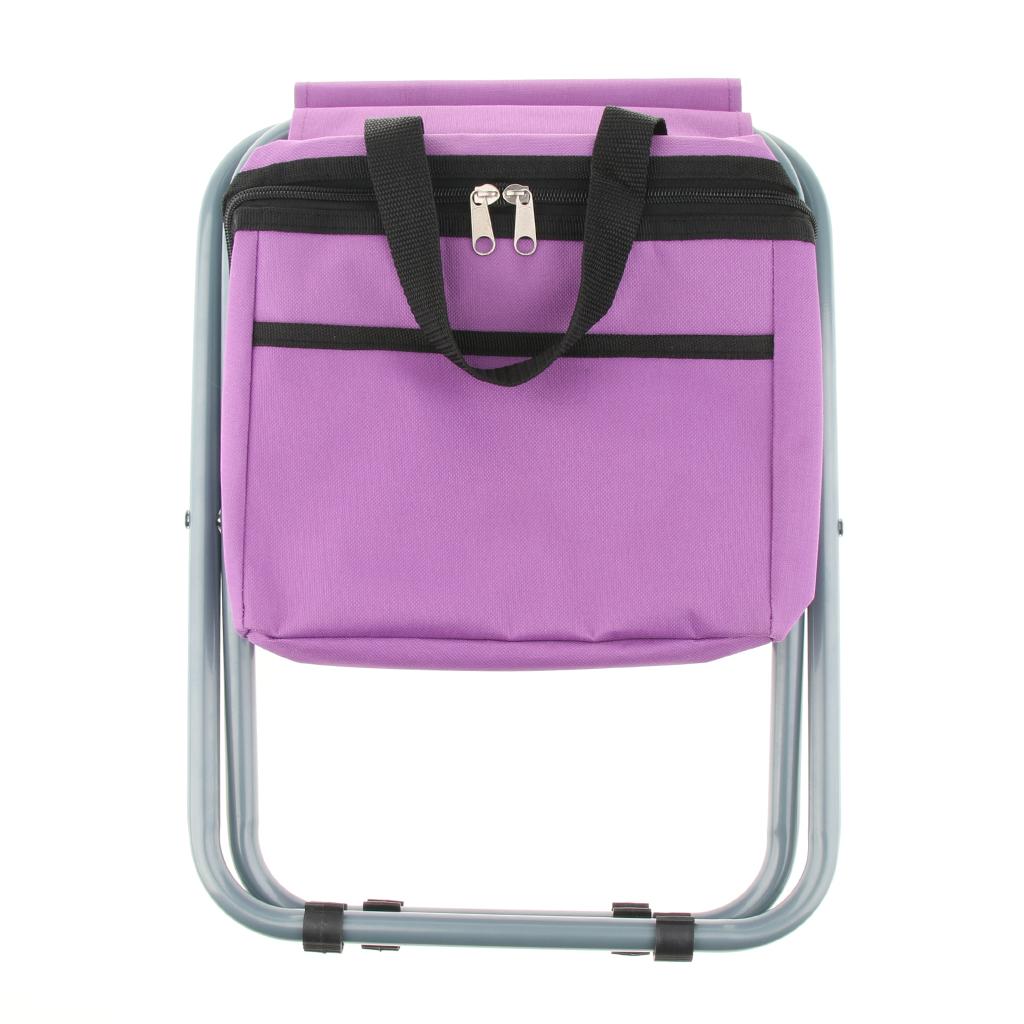 Folding Camping Stool Camping Seat Backpack with Cooler Bag Deep Purple