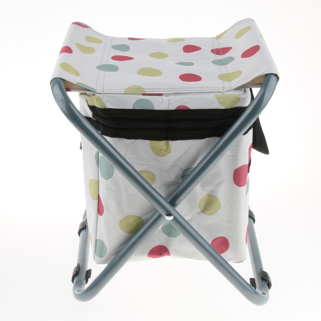 Folding Camping Stool Camping Seat Backpack with Cooler Bag Colorful Circle