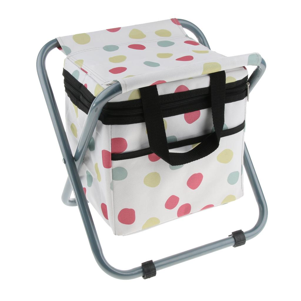 Folding Camping Stool Camping Seat Backpack with Cooler Bag Colorful Circle