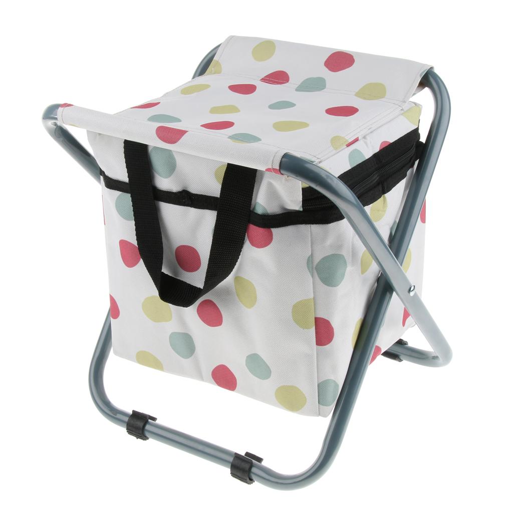 Folding Camping Stool Camping Seat Backpack with Cooler Bag Colorful Circle