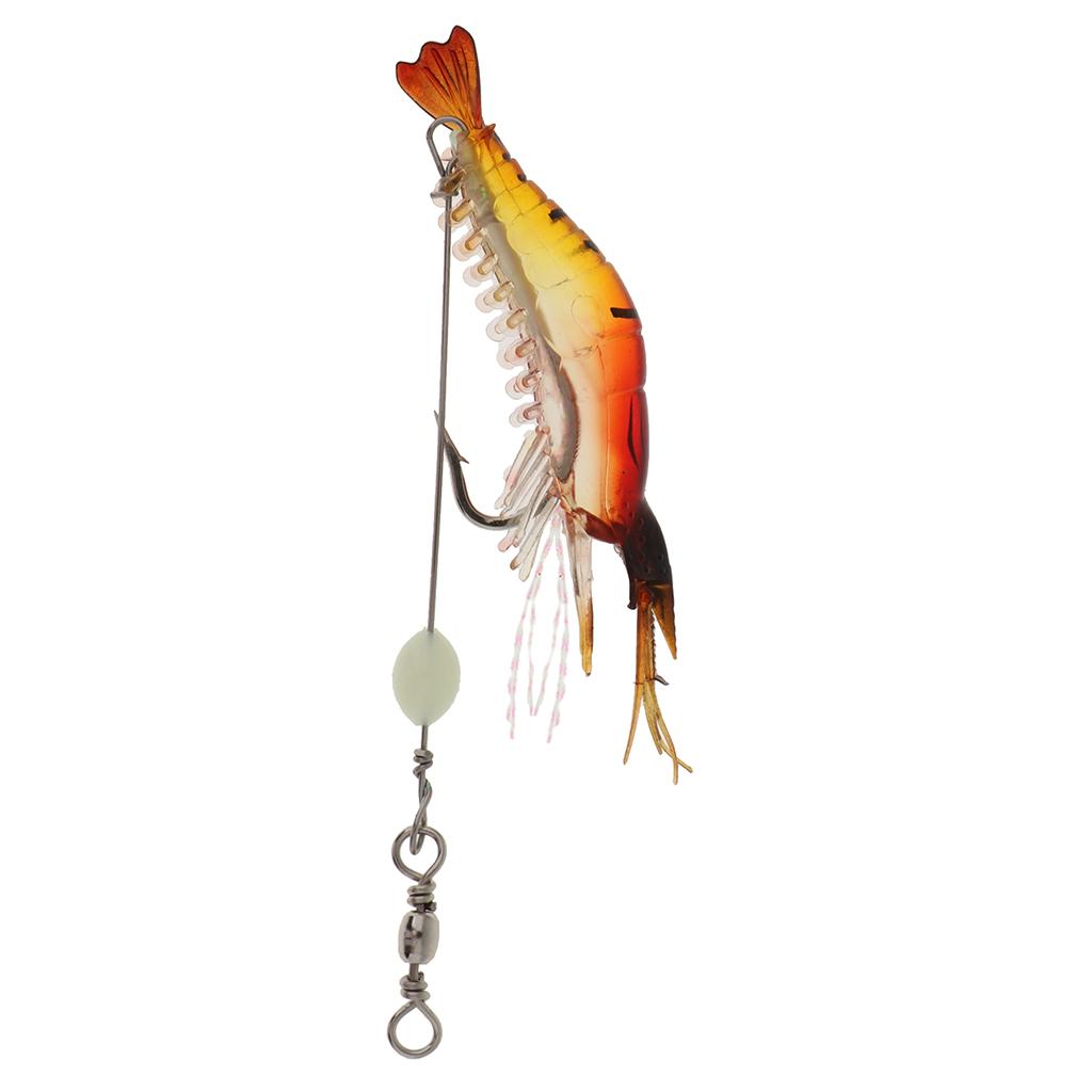 5xFishing Lures Crankbaits Minnow Shrimp Prawn Baits Red Yellow