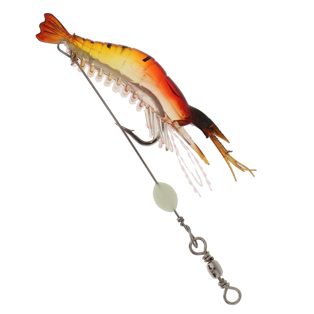 5xFishing Lures Crankbaits Minnow Shrimp Prawn Baits Red Yellow