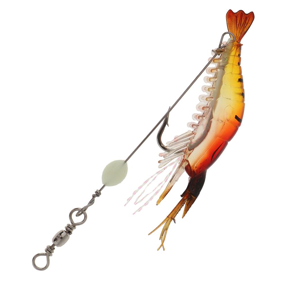 5xFishing Lures Crankbaits Minnow Shrimp Prawn Baits Red Yellow