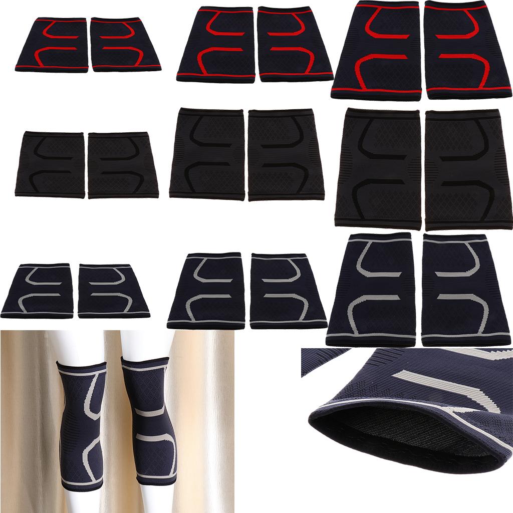Nylon Compression Knee Sleeves Brace Support for Outdoor Sports Black M