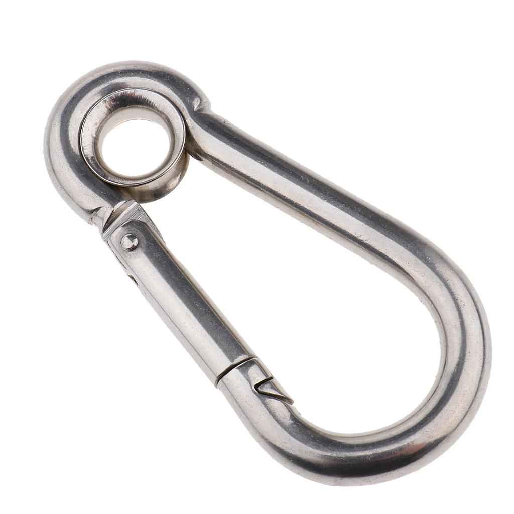 Spring Snap Hook Stainless Steel Clip Keychain Carabiner for Camping Hiking 40x20mm