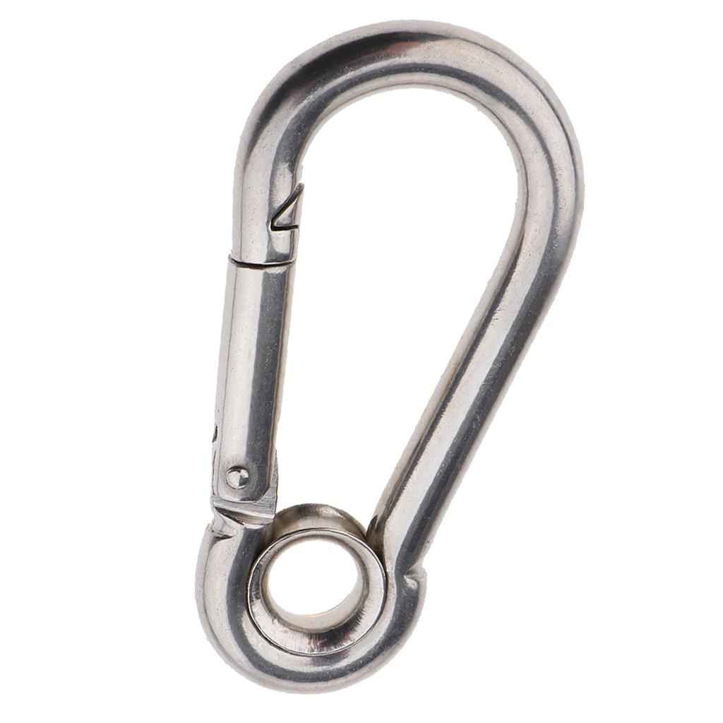 Spring Snap Hook Stainless Steel Clip Keychain Carabiner for Camping Hiking 40x20mm