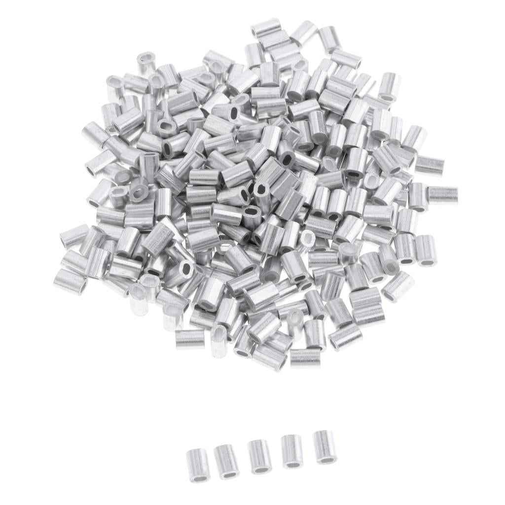 100Pcs Aluminium Fishing Crimps Double Barrel Crimp Sleeves 1mm