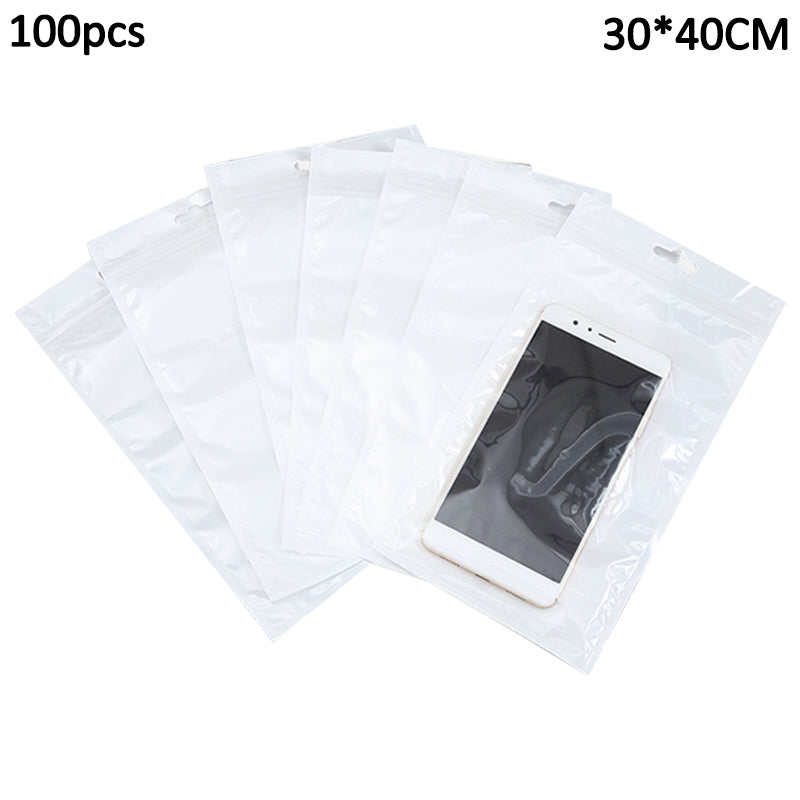 MX-030 100Pcs 30x40cm Pearl Film Self-Sealing Bag 12C Slim Storage Bags for Phone Cases, Cables