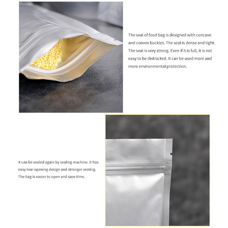 MX-013 100Pcs 22x29cm+5cm Resealable Storage Bags 20C Aluminum Foil Stand Up Pouches (BPA-free, No FDA Certification)