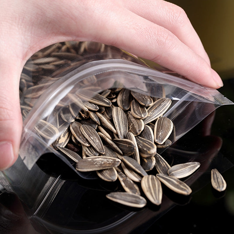 MX-010 100Pcs 15x22cm+4cm 16C Clear Bags Stand Up Sealing Strip Food Storage Pouches (BPA-free, No FDA Certification)