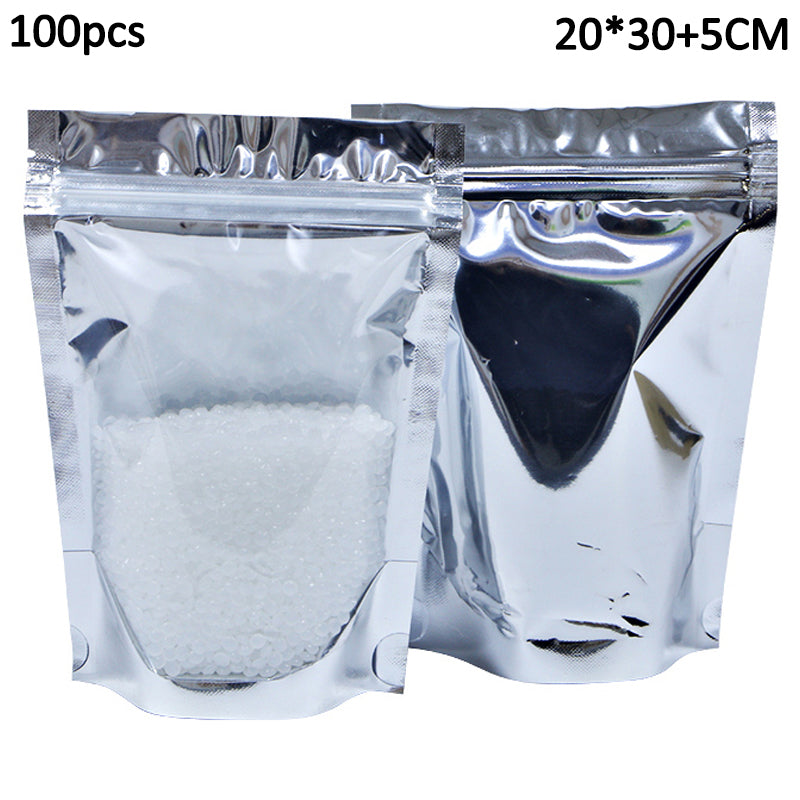 MX-009 100Pcs 20x30cm+5cm Candy Bags 16C Thick Stand Up Aluminum Foil Sealable Treat Bags (No FDA, BPA-Free)