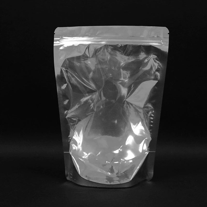 MX-009 100Pcs 14x20cm+4cm Food Storage Packaging Pouch Clear Silver Aluminum Foil Bags (No FDA, BPA-Free)