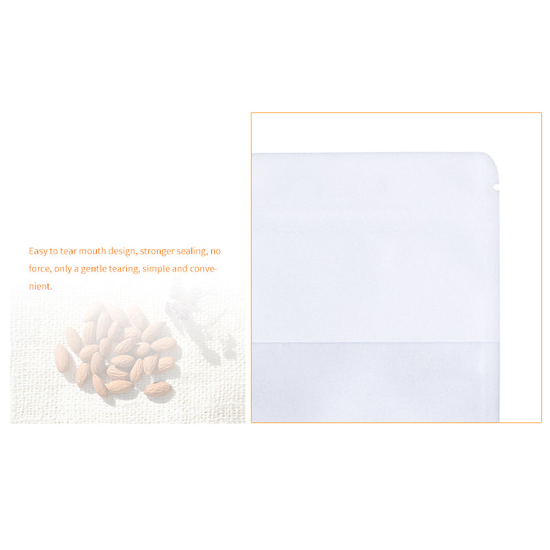 MX-007 100PCS 22x32+8CM Stand Up Food Packaging Bags White Kraft Paper Pouches (No FDA, BPA-Free)