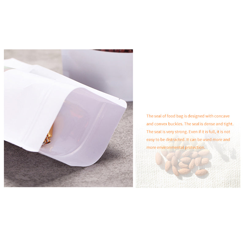 MX-007 100PCS White Sealable Bags Food Packaging Bags 15x23+8CM (No FDA, BPA-Free)