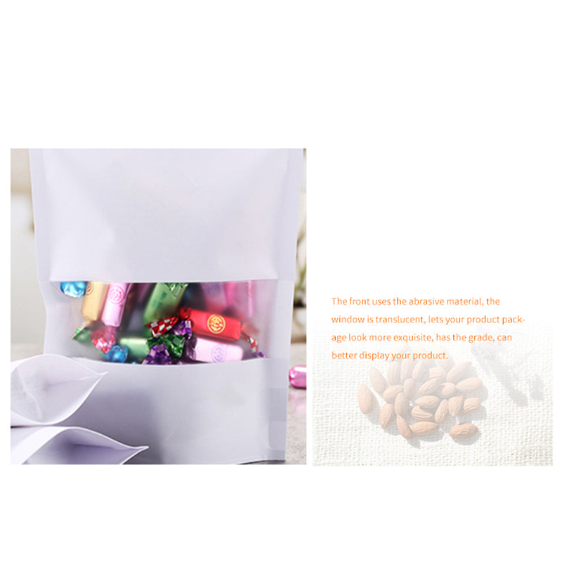 MX-007 100Pcs 9x14x3cm 26C Thick White Kraft Paper Sealing Bag Snack Candy Bags (No FDA, BPA-Free)