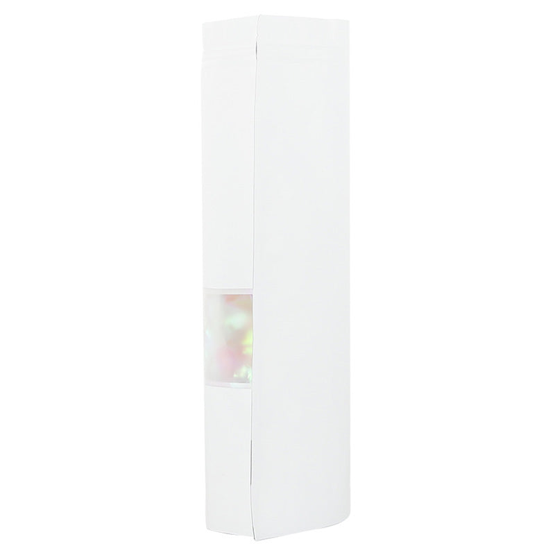 MX-104 100Pcs 10x15cm+3cm 20C Clear Window Food Bags Color Stand-Up Ziplock Storage Bag - White