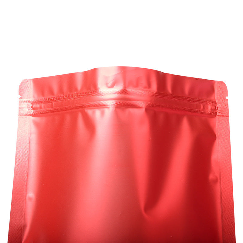 MX-104 100Pcs Food Storage Bags 14x20cm+4cm 20C Coffee Beans Stand Up Pouch with Clear Window - Red