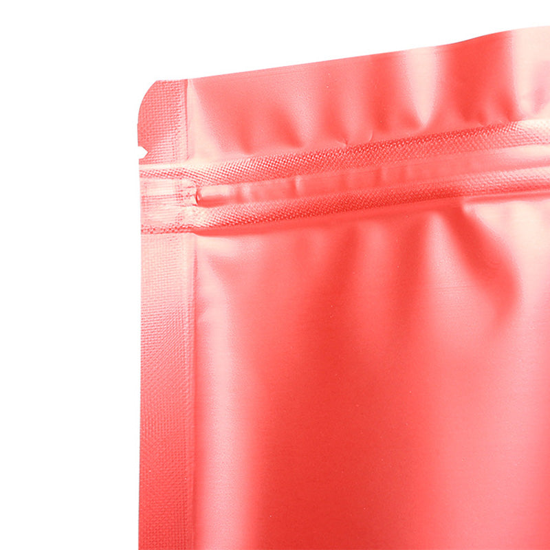 MX-104 100Pcs 12x20cm+4cm 20C Self-Sealing Food Bags Stand-Up Color Storage Bag with Clear Window - Red