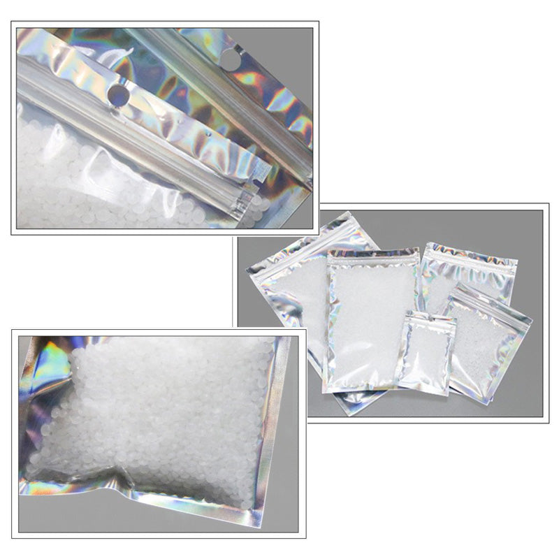 MX-101 100Pcs Laser Film Packaging Bags 11x18cm 14C Resealable Data Cable Package Pack Bags