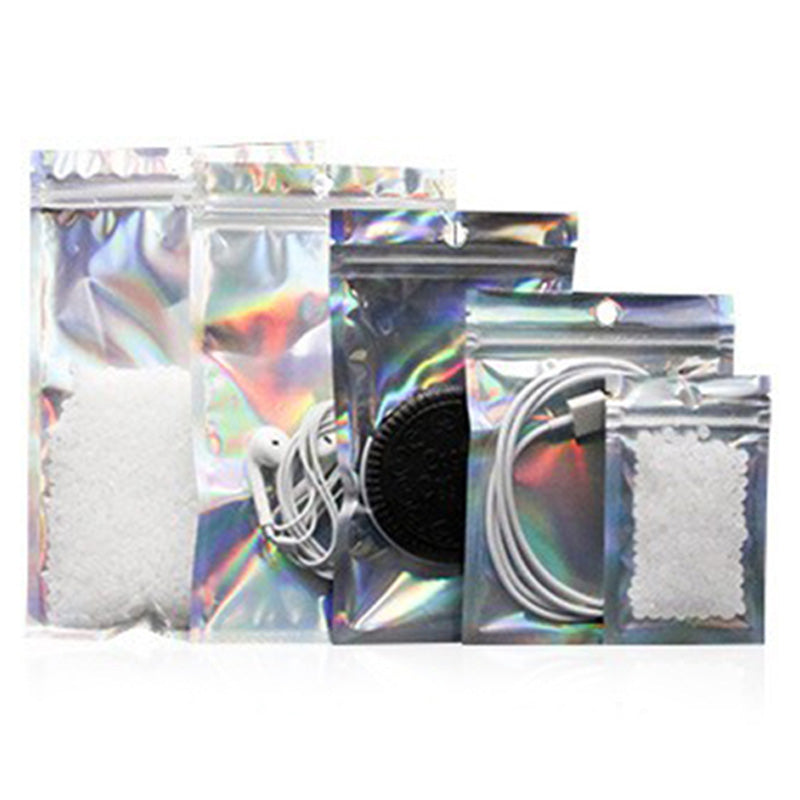 MX-101 100Pcs Laser Film Packaging Bags 11x18cm 14C Resealable Data Cable Package Pack Bags