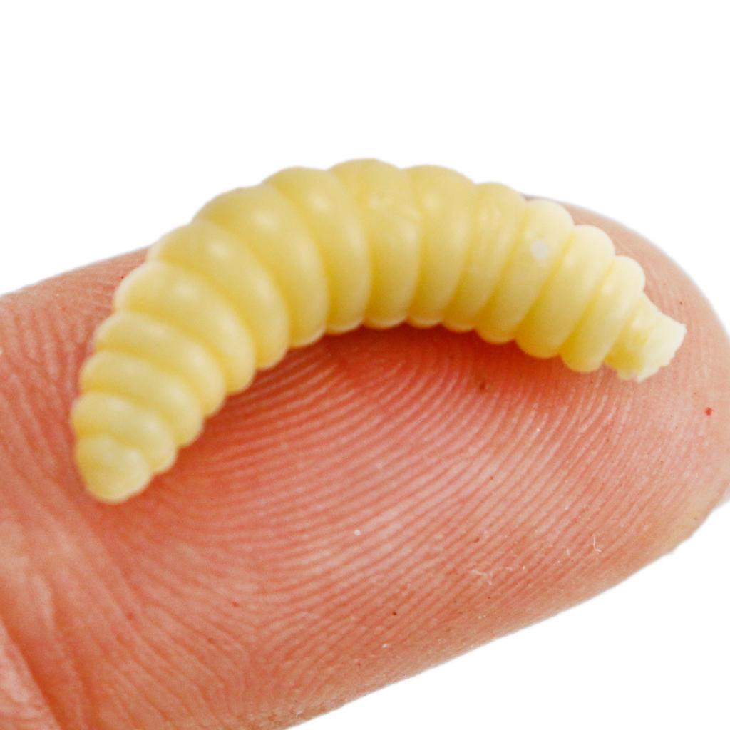 4x100 Pieces/Set Fishing Soft Grub Worm Bread Bug Maggots Lures Baits Beige